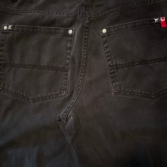 vintage y2k southpole black jeans custom baggy studded red tab - Picture 5 of 8